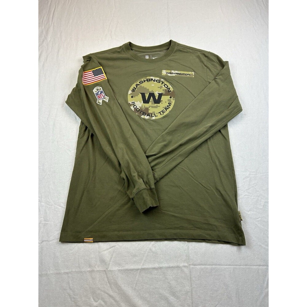 Washington Footbal NFL Nike Dri Fit Long Sleeve Mens M USA Flag Patch Camo